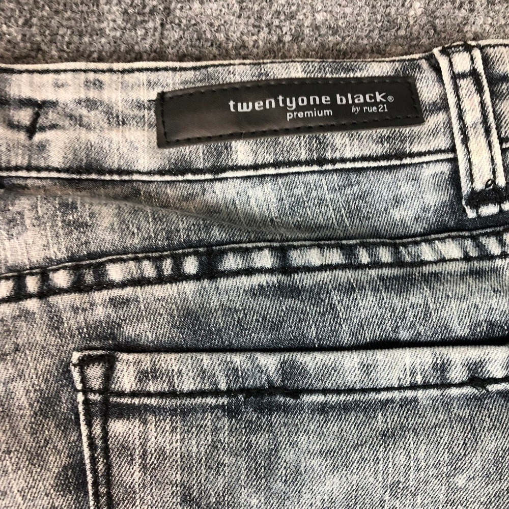 Twentyone Black Acid Wash Cropped Jeans Zipper Ankle Frayed Hem Size 13/14 - Picture 14 of 14